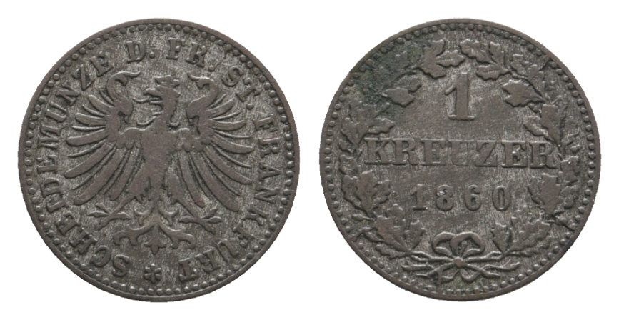  Altdeutschland; Frankfurt; Kleinmünze 1860   