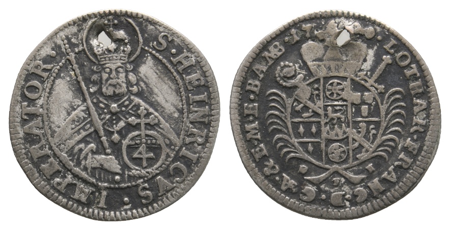  Altdeutschland; Bamberg; 4 Kreuzer 1700; gelocht   