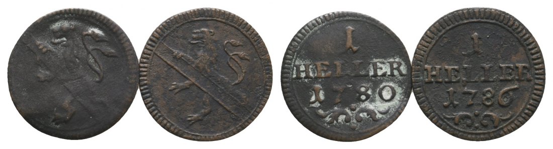  Altdeutschland; Bamberg; 2 Kleinmünzen 1780 / 1786   