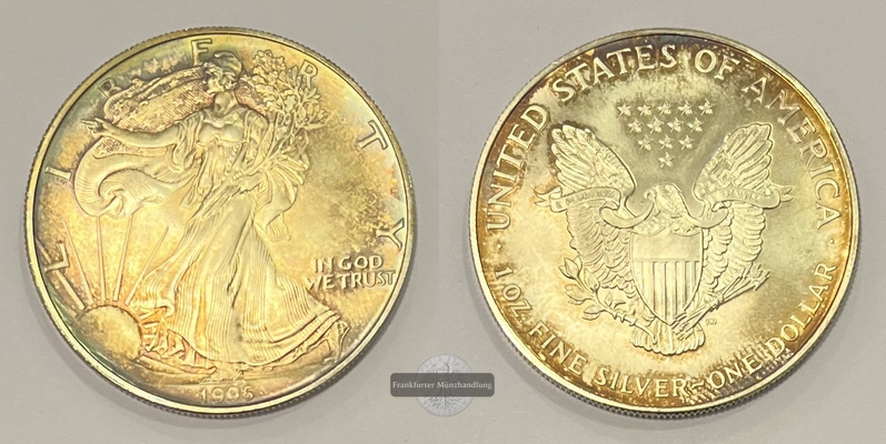  USA 1 Dollar 1995 Walking Liberty FM-Frankfurt KM#273 Feinsilber: 31,1g   