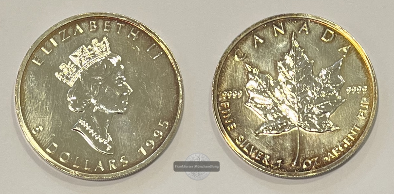  Kanada 5 Dollar 1995 Maple Leaf KM#187 FM-Frankfurt Feinsilber: 31g   