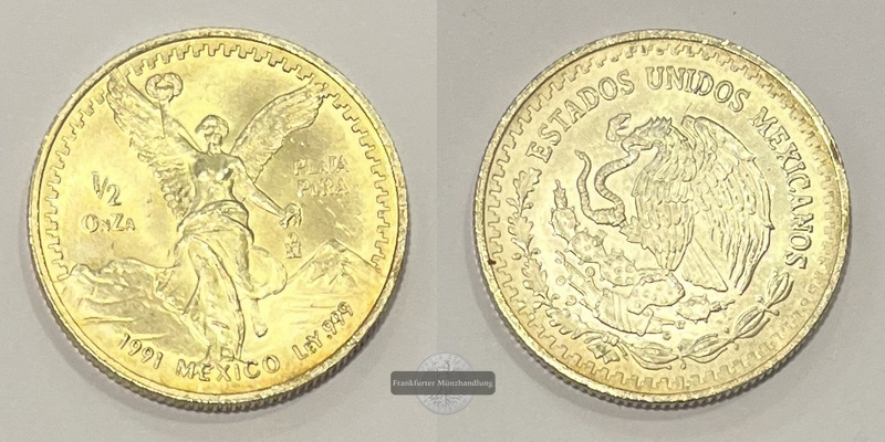  Mexiko Libertad  1991 1/2 Onza KM#545  FM-Frankfurt  Feinsilber: 15,5g   