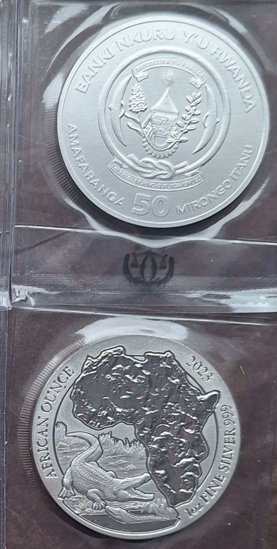  Ruanda (RWANDA), 50 Amafaranga, 2023, AFRICAN OUNCE, 1oz 999er Silber   