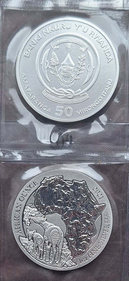  Ruanda (RWANDA), 50 Amafaranga, 2021, AFRICAN OUNCE, 1oz 999er Silber   