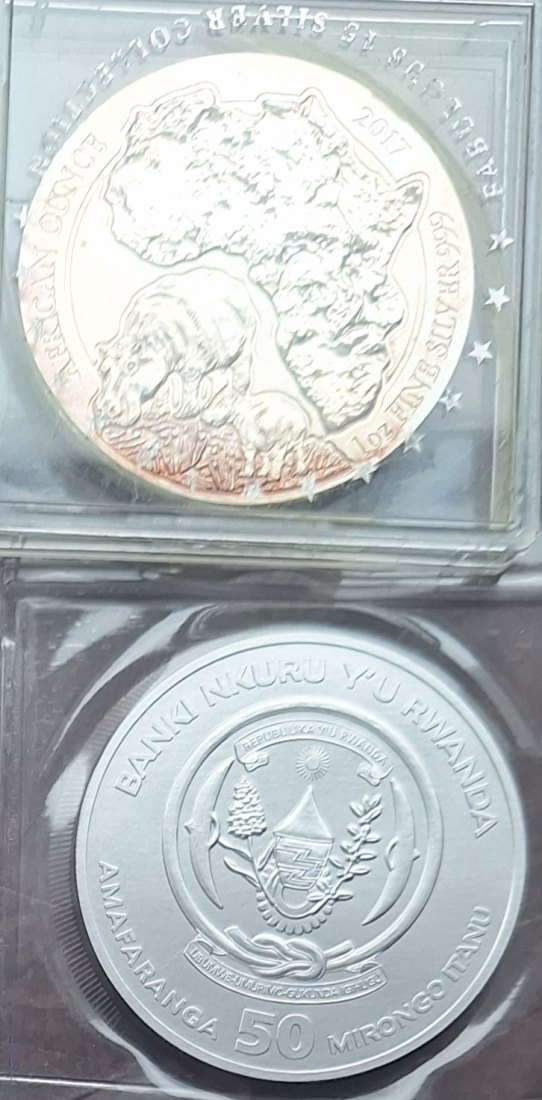  Ruanda (RWANDA), 50 Amafaranga, 2017, AFRICAN OUNCE, 1oz 999er Silber   