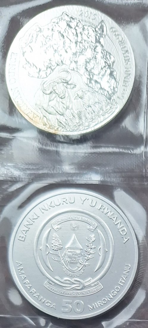  Ruanda (RWANDA), 50 Amafaranga, 2015, AFRICAN OUNCE, 1oz 999er Silber   