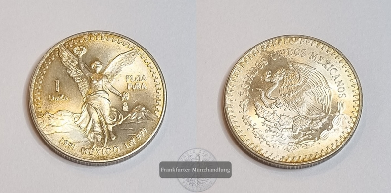  Mexiko Libertad 1991, 1 Onza (Unze)  FM-Frankfurt  Feinsilber: 31,1g   
