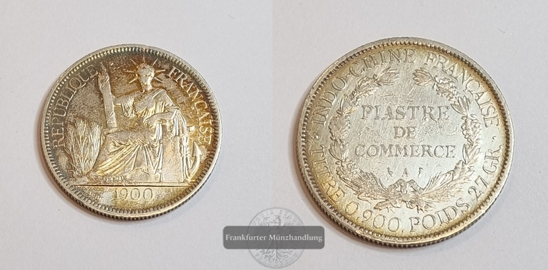  Französisch-Indochina 1900 1 Piaster FM-Frankfurt Feinsilber: 24,3g   