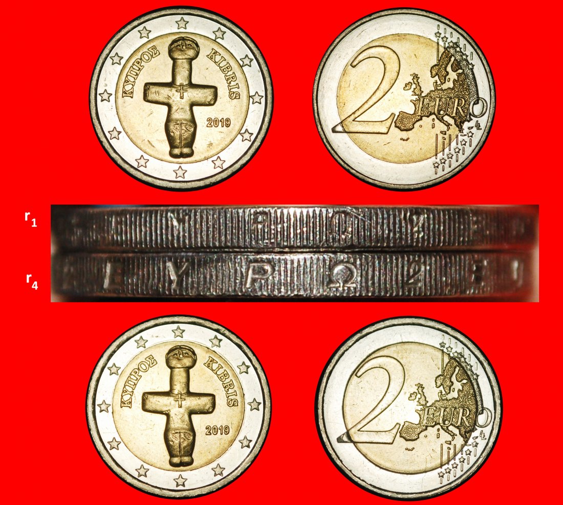  Ⰶ GREECE (2010-2024): CYPRUS★2 EUROS 2019 COMPLETE SET 2 COINS! MINT LUSTRE! LOW START ★ NO RESERVE!   