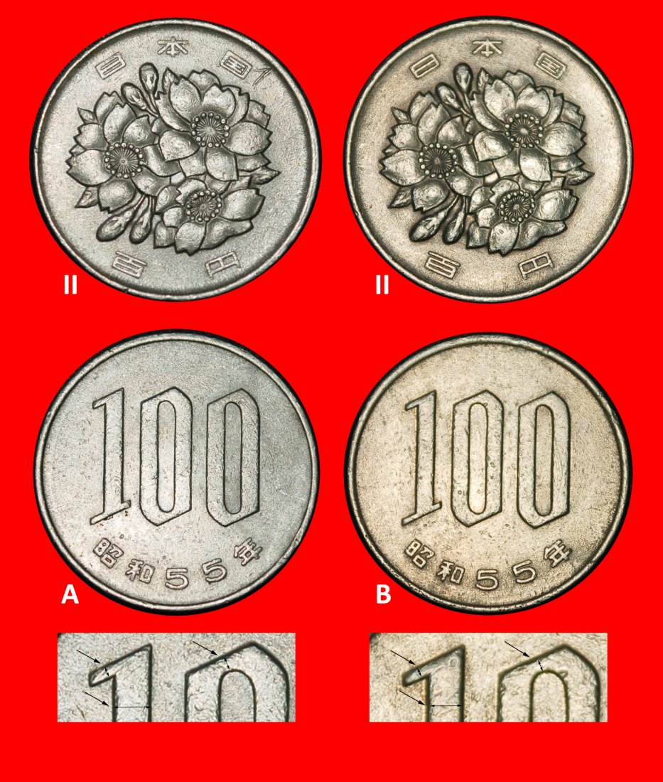  ⰆCHERRY BLOSSOMS (1967-2025):JAPAN★100 YEN 55 SHOWA (1980) 2 DISCOVERY COINS★LOW START ★ NO RESERVE!   