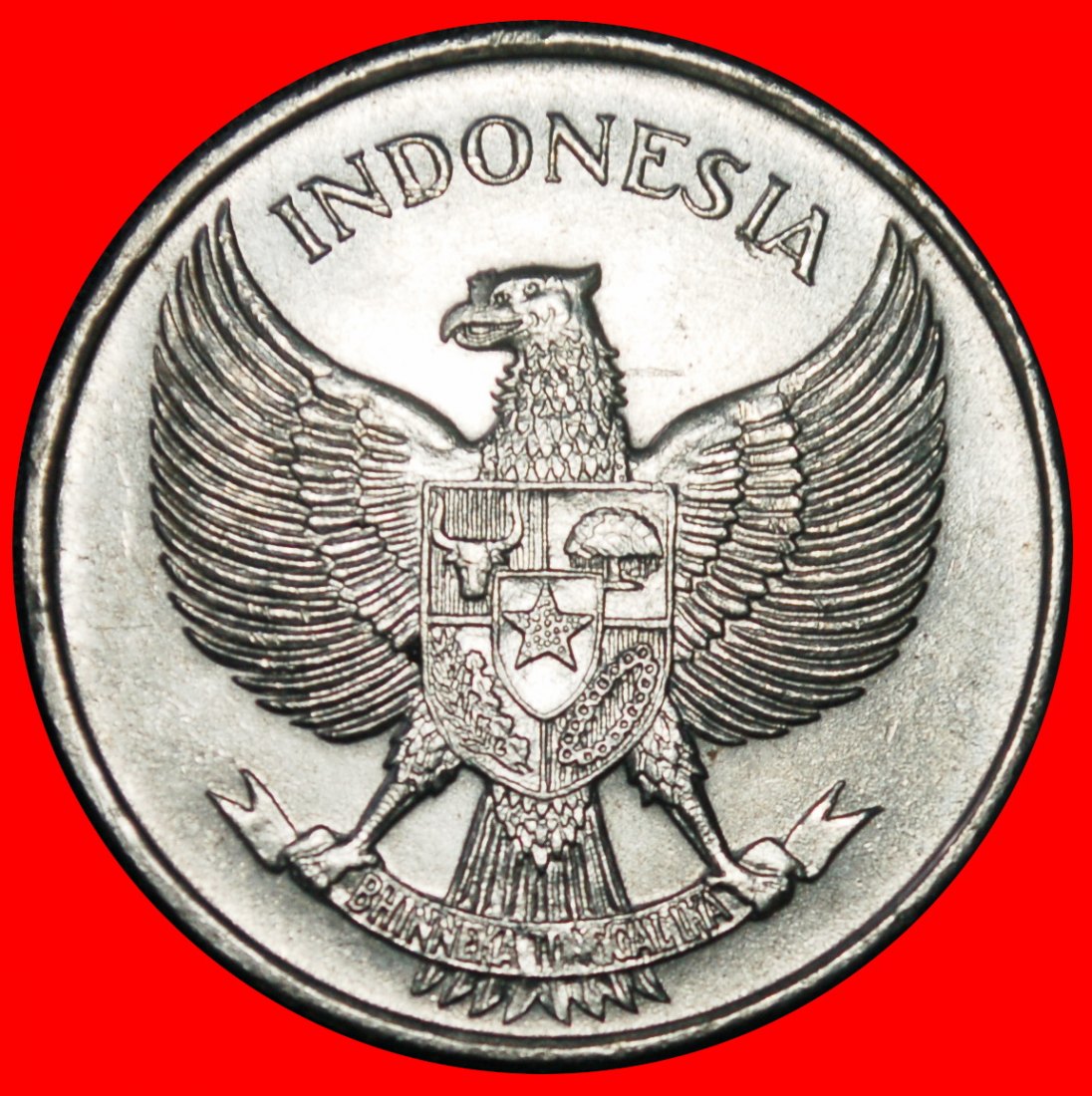 Ⰶ GOLDEN EAGLE (1955-1957): INDONESIA★25 SENS 1957 SOLAR ECLIPSE! UNC LUSTRE★LOW START ★ NO RESERVE!   