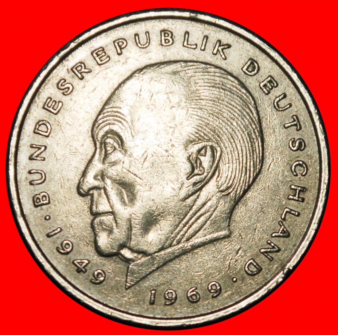  Ⰶ ADENAUER (1876-1967): GERMANY ★ 2 MARKS 1979F I+B+r2! BADEN-W.! 1949-1969!★LOW START ★ NO RESERVE!   
