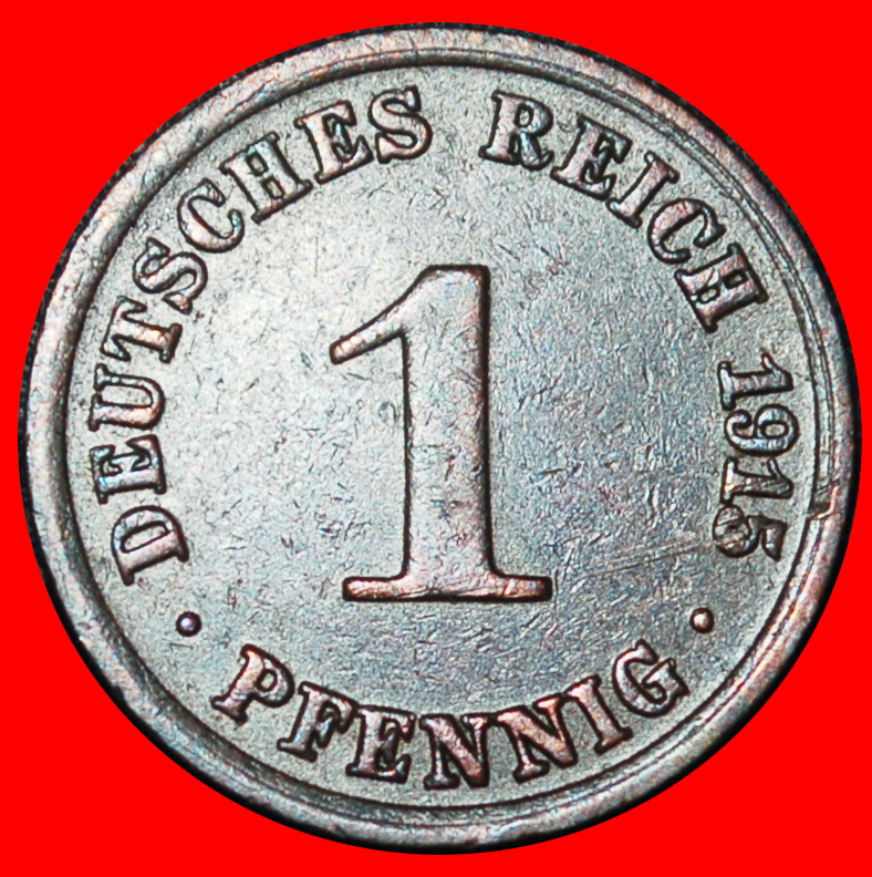  Ⰶ EAGLE (1890-1916): GERMANY★1 PFENNIG 1915A PRUSSIA! WILLIAM II (1888-1918)★LOW START ★ NO RESERVE!   