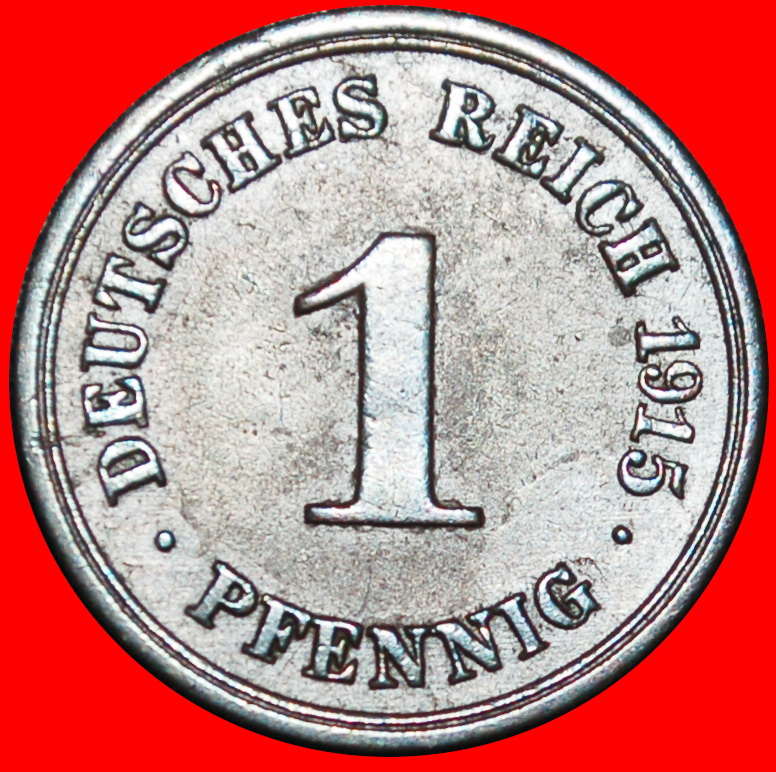  Ⰶ EAGLE 1890-1916: GERMANY★1 PFENNIG 1915F WUERTTEMBERG!WILLIAM II 1888-1918★LOW START ★ NO RESERVE!   