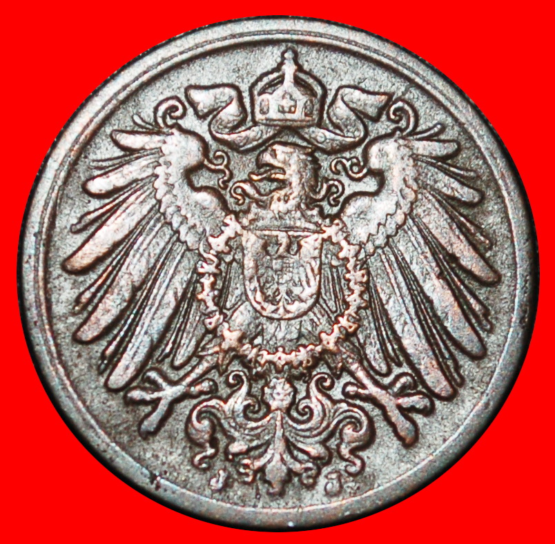  Ⰶ EAGLE (1890-1916): GERMANY★1 PFENNIG 1915J HAMBURG! WILLIAM II (1888-1918)★LOW START ★ NO RESERVE!   