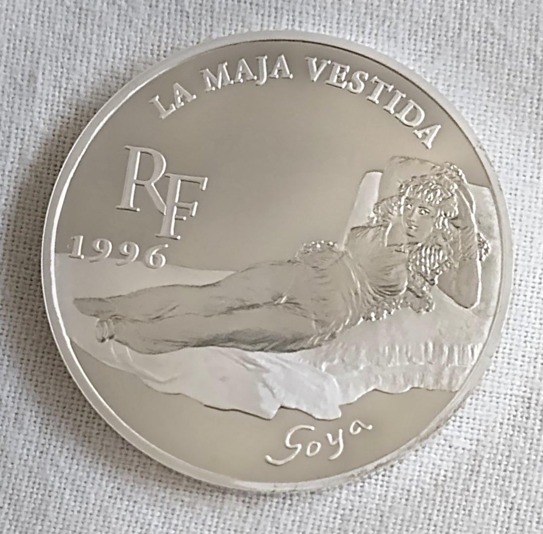  Frankreich 10 Francs / 1,5 Euro 1996 - Clothed Maya by Goya - pP 20gr. Silber   