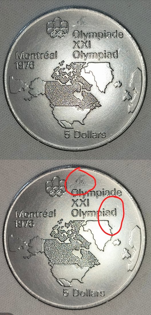  CANADA 5 Dollar 1973 - Olympia Montreal 1976 - Weltkarte - 22,5 gr. Silber   