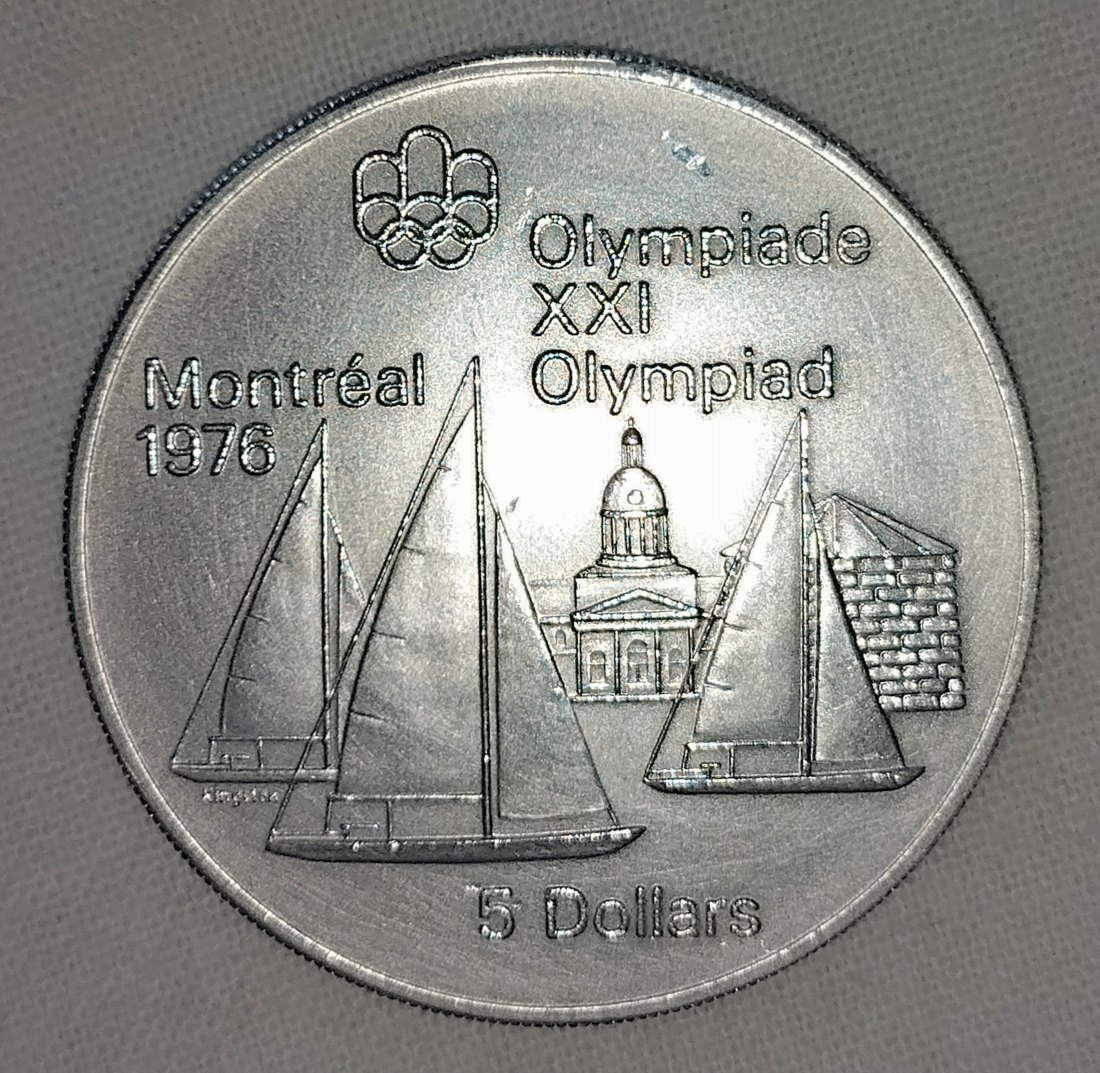  CANADA 5 Dollar 1973 - Olympia Montreal 1976 - Segeln - 22,5gr. Silber   