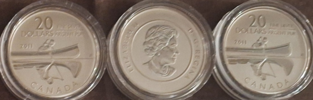  Kanada, 2x20 Dollar 2011+2012, je 999er Silber (7,96 fein)   