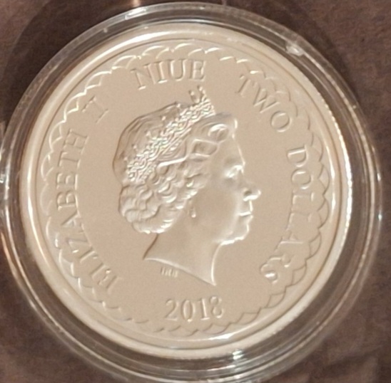  Niue, 2Dollar, 2018,Elizabeth II-Jahr des Drachen, 1oz 999 Silber (in Münzkapsel)   