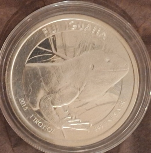  Fidschi, 1 Dollar, 2015, Fidschi-Leguan, 1oz 999er Silber (in Münzkapsel)   