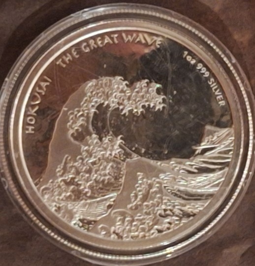  Fidschi, 1 Dollar, 2017 Hokusai die große Welle, 1oz 999er Silber (in Münzkapsel)   