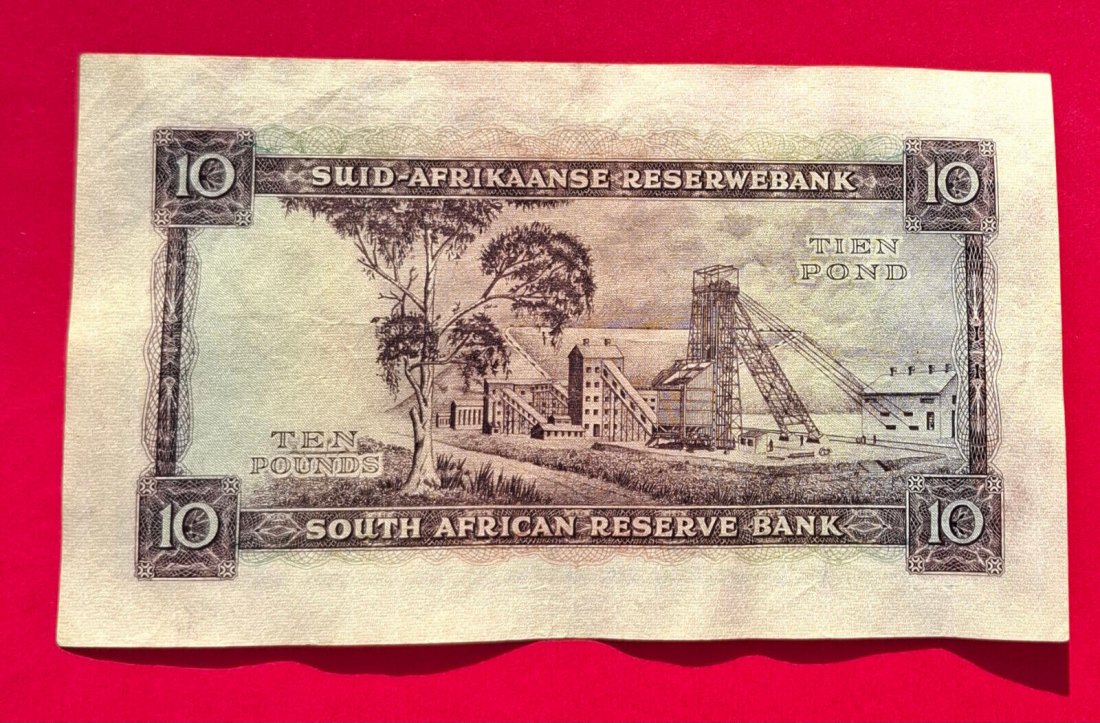  SÜDAFRIKA 10 Pounds 1955, A/E - seltene Banknote in überdurchschnittl. Erhaltung   