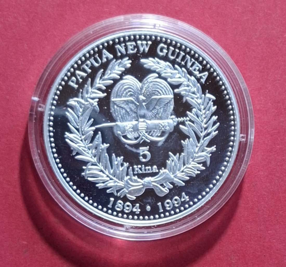  PAPUA NEW GUINEA 5 Kina 1894-1994 Papua-Neuguinea, 900/1000 Silber in PP [115]   