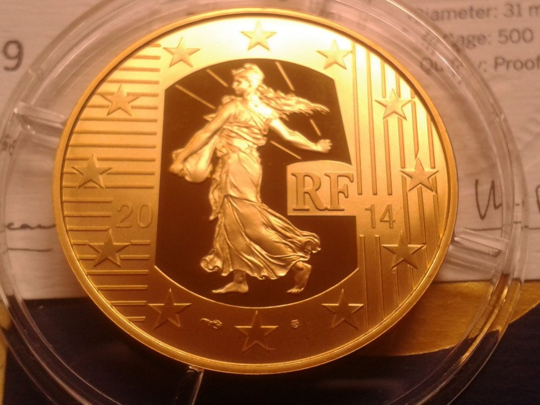  Original 100 euro 2014 PP Frankreich Charles le chauve Gold 17g Gold 920er Gold   