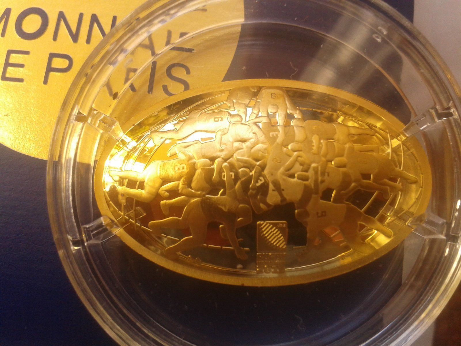  Original 200 euro 2015 PP Frankreich Rugby oval shaped gewölbt Gold 1 Unze Gold 999er Gold   