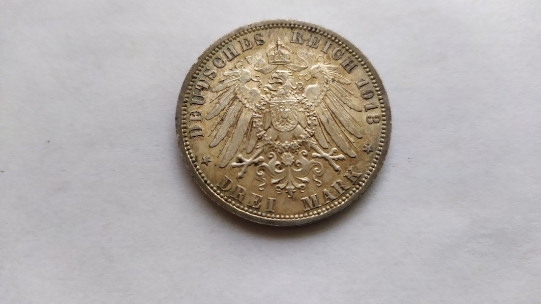  GERMANY-EMPIRE PRUSSIA.3 MARK 1913A.UNC   