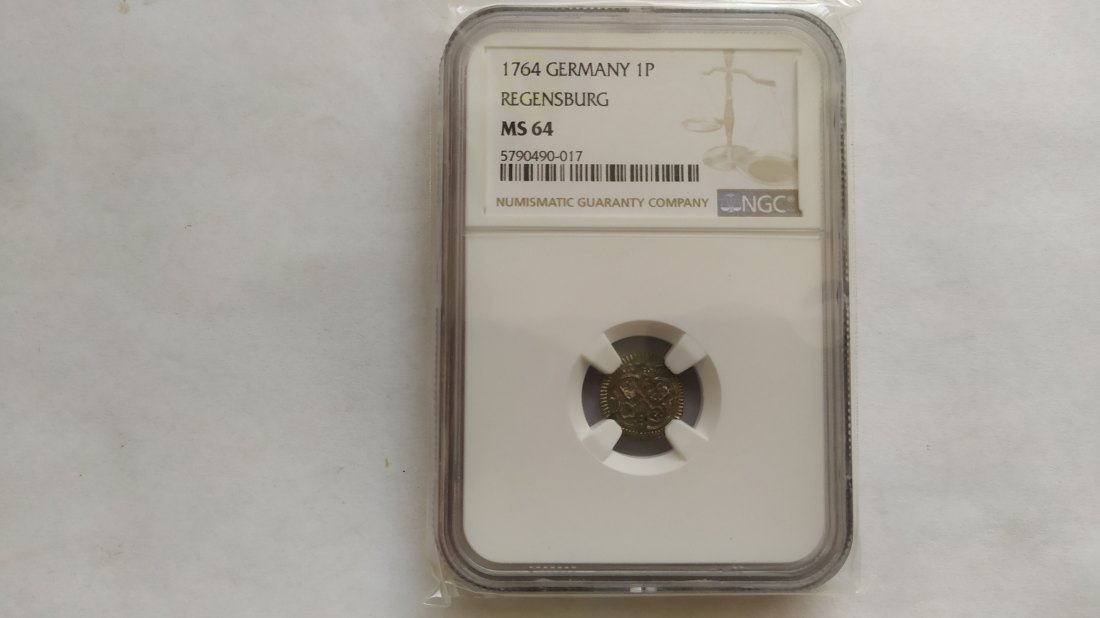 GERMANY.1 Pfennig 1764 REGESBURG. NGC-MS 64