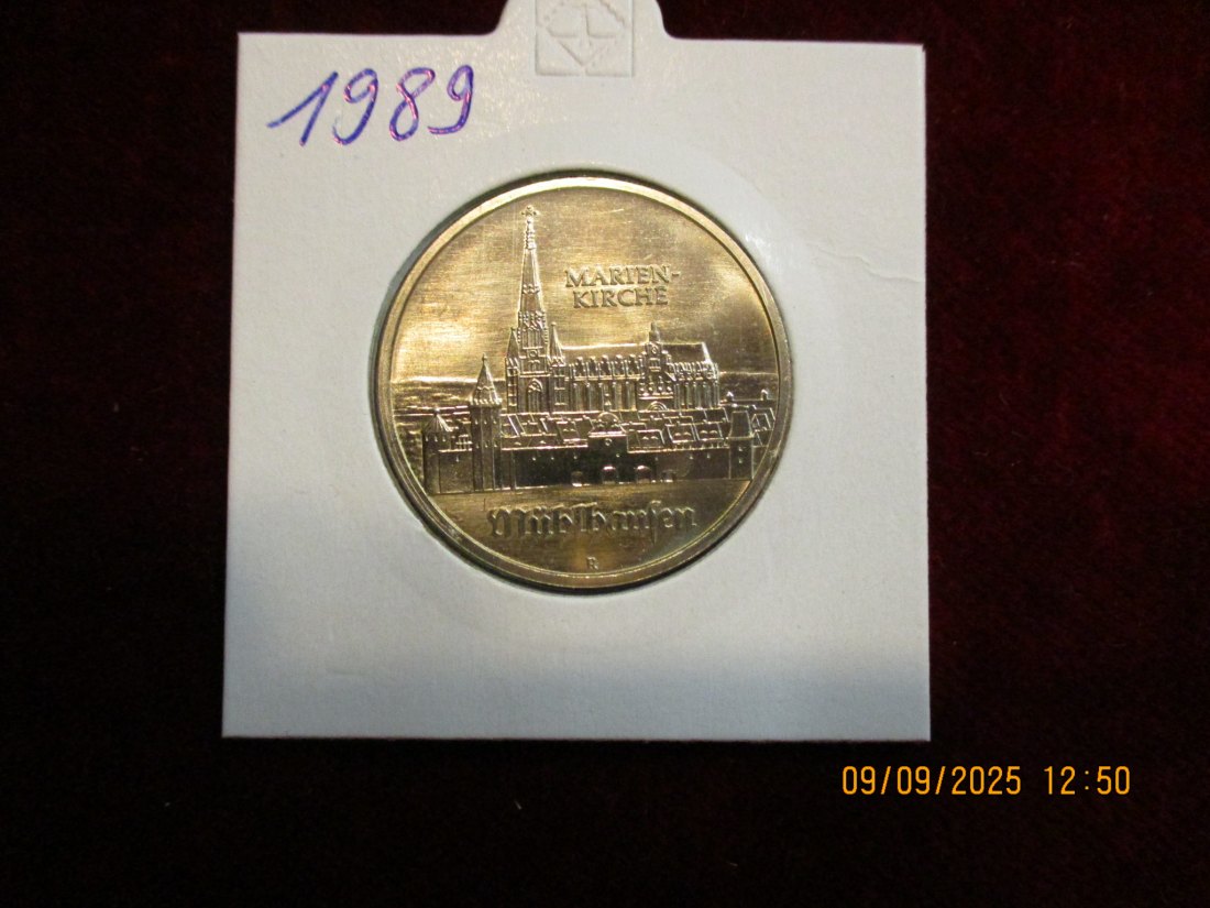  5 Mark DDR 1989 Marienkirche Mühlhausen 9,6g   