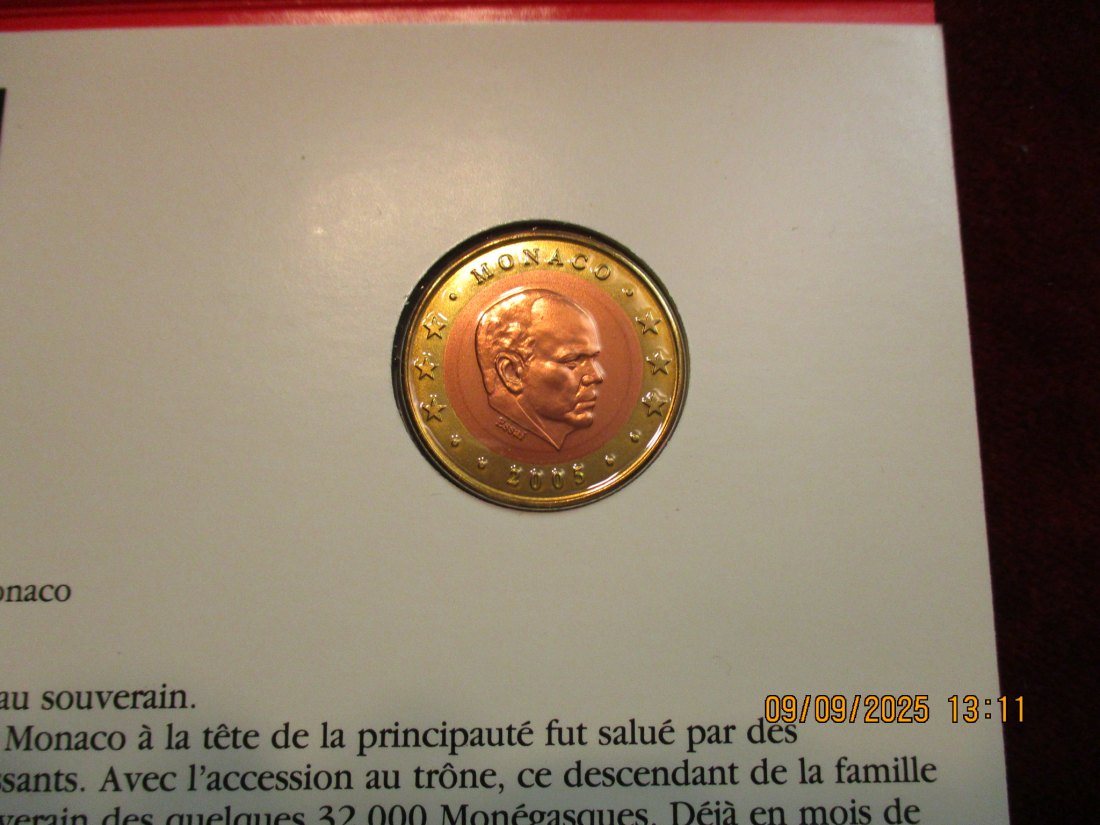  Kursmünze Monako Blister siehe Foto Gewicht: Ca- 20g/- 1   