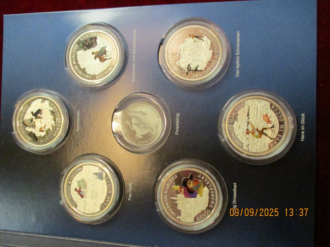  6 Silbermedaillen Deutsche Märchen  333er Silber 120 Gramm rau   