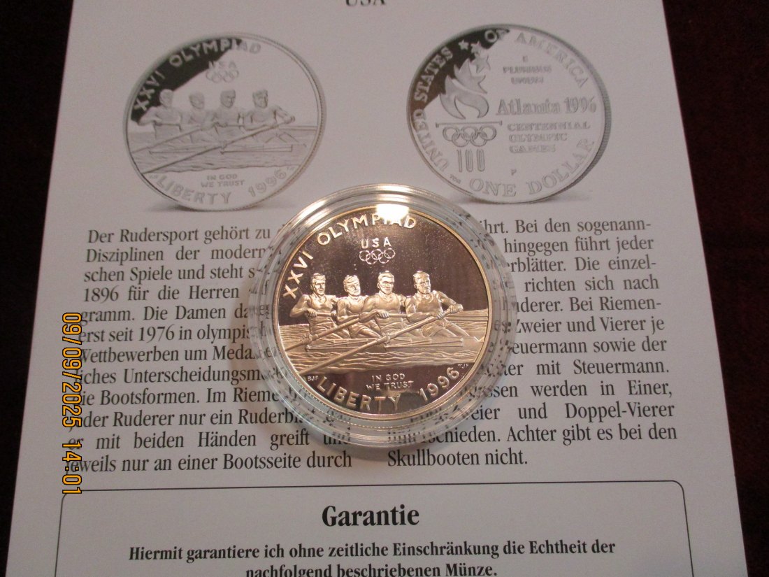  1 Dollar USA 1996 Olympische Spiele 900er Silber 26,73 Gramm   