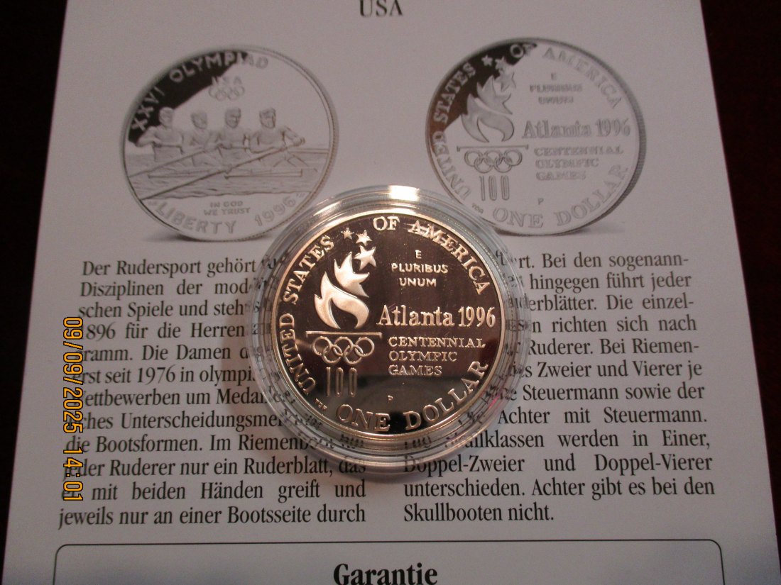  1 Dollar USA 1996 Olympische Spiele 900er Silber 26,73 Gramm   