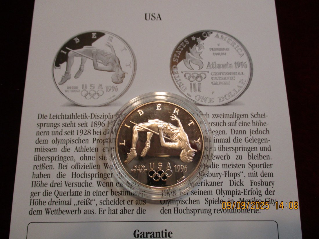  1 Dollar USA 1996 Olympische Spiele 900er Silber 26,73 Gramm   