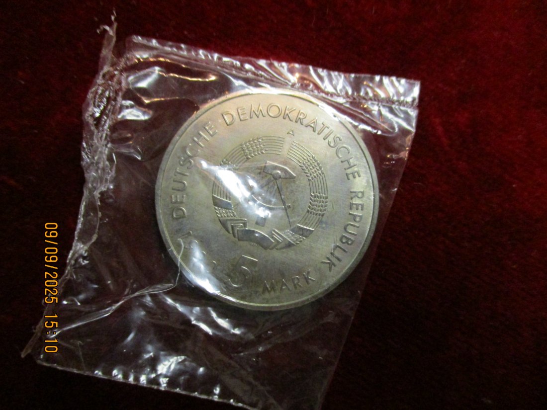  5 Mark DDR 1990 - 500 Jahre Postwesen 9,6g   