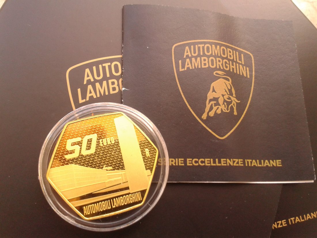 Original 50 euro 2025 Italien Lamborghini 1 Unze Gold 900er Proof Prägung - nur 500 Exemplare