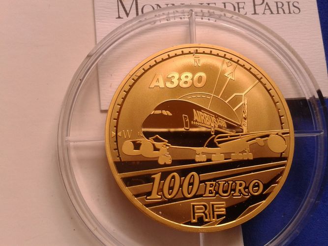 Original 100 euro 2007 PP Frankreich Airbus A380 Gold 5 Unzen Gold 999er Gold 155,5g Gold
