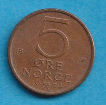  Norwegen 5 Öre 1974   