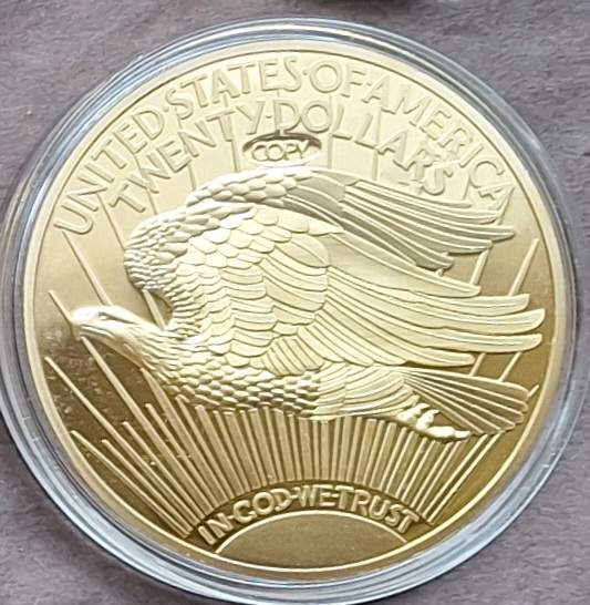  USA, 20 Gold-Dollar unedele KOPIE in Kapsel 139 Gramm   
