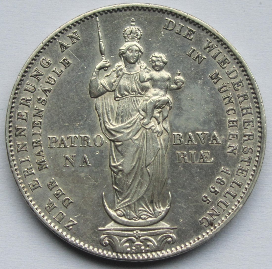  Bayern: 2 Gulden Mariensäule 1855   