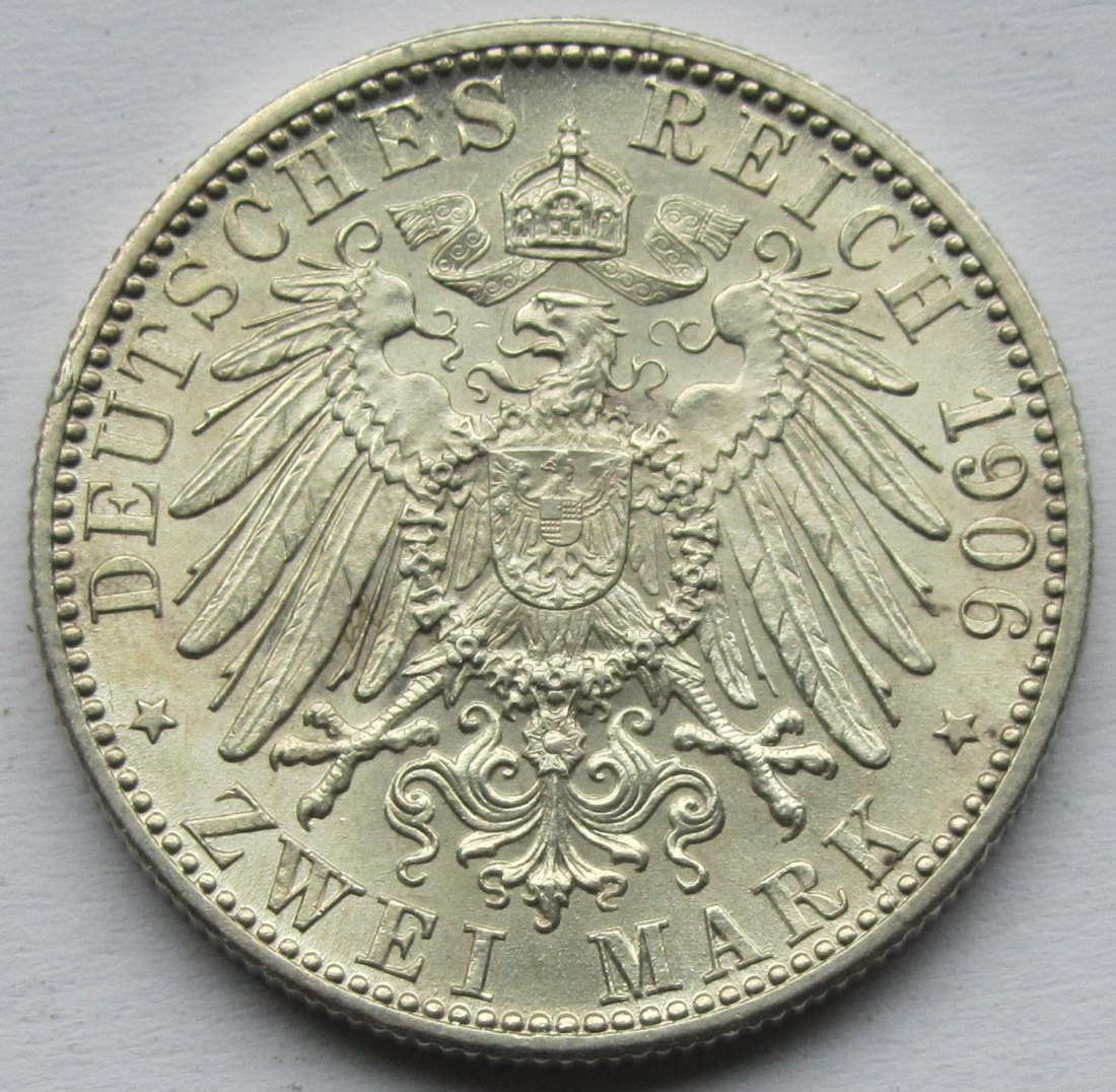  Kaiserreich: Baden, 2 Mark Goldene Hochzeit (Jaeger 34), 1906   