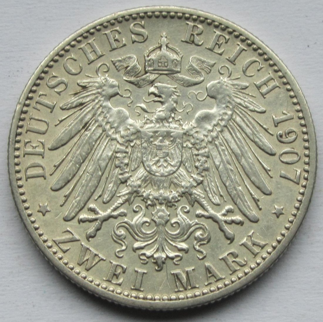  Kaiserreich: Baden, 2 Mark Friedrich I. auf den Tod (Jaeger 36), 1907   