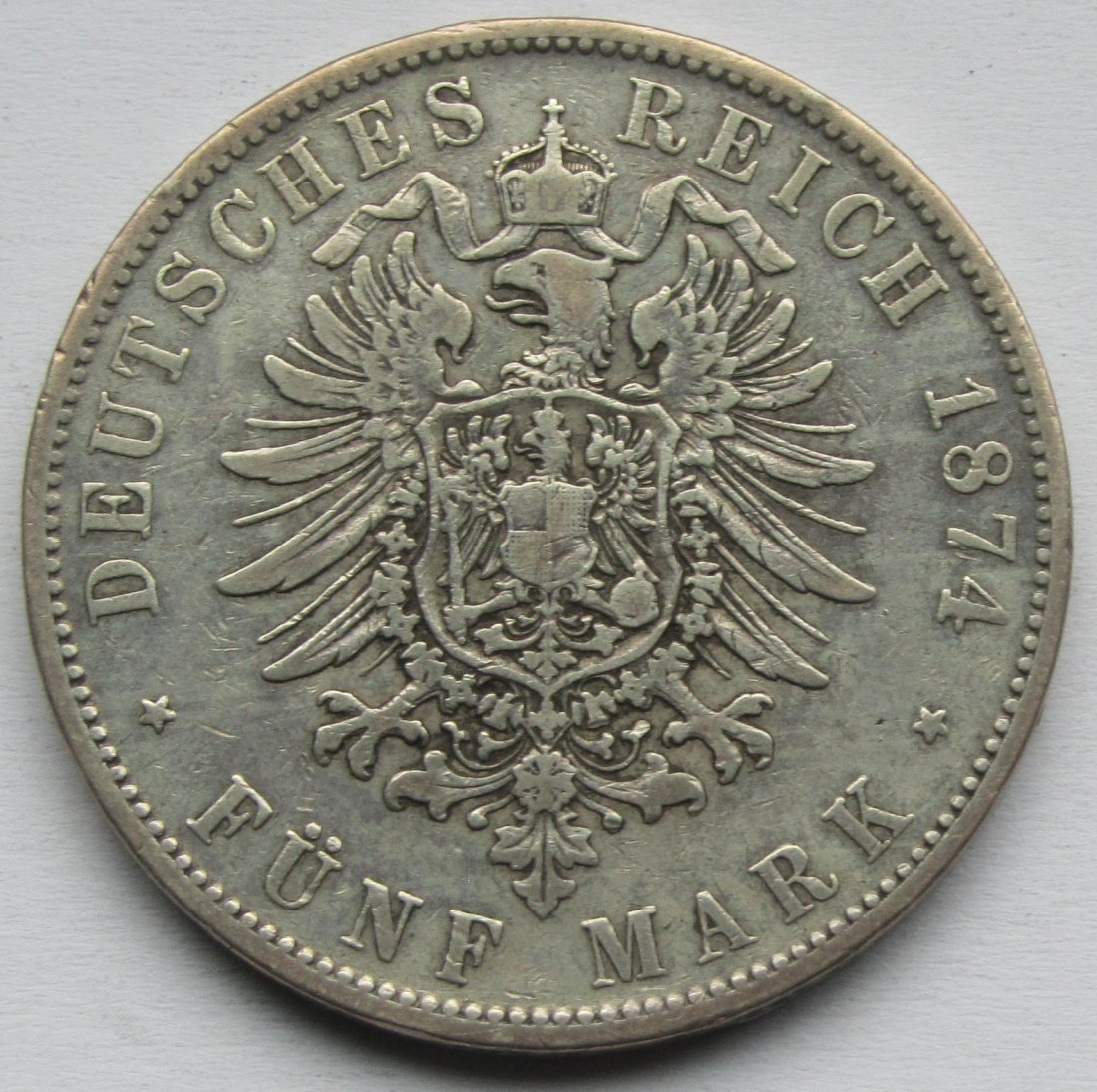  Kaiserreich: Bayern, 5 Mark Ludwig II. (Jaeger 42), 1874   
