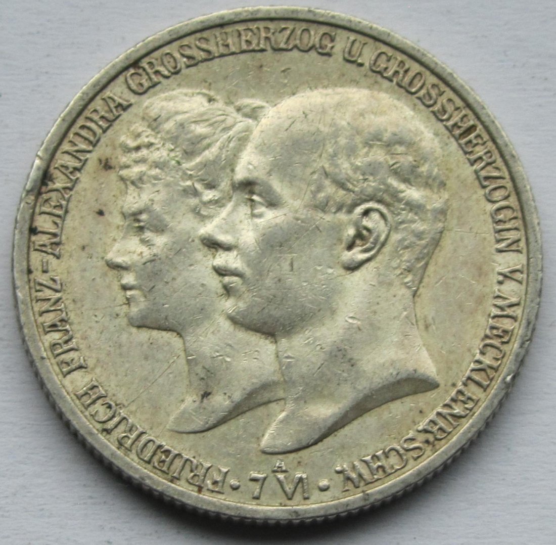  Kaiserreich: Mecklenburg-Schwerin, 2 Mark Hochzeit 1904 (Jaeger 86)   