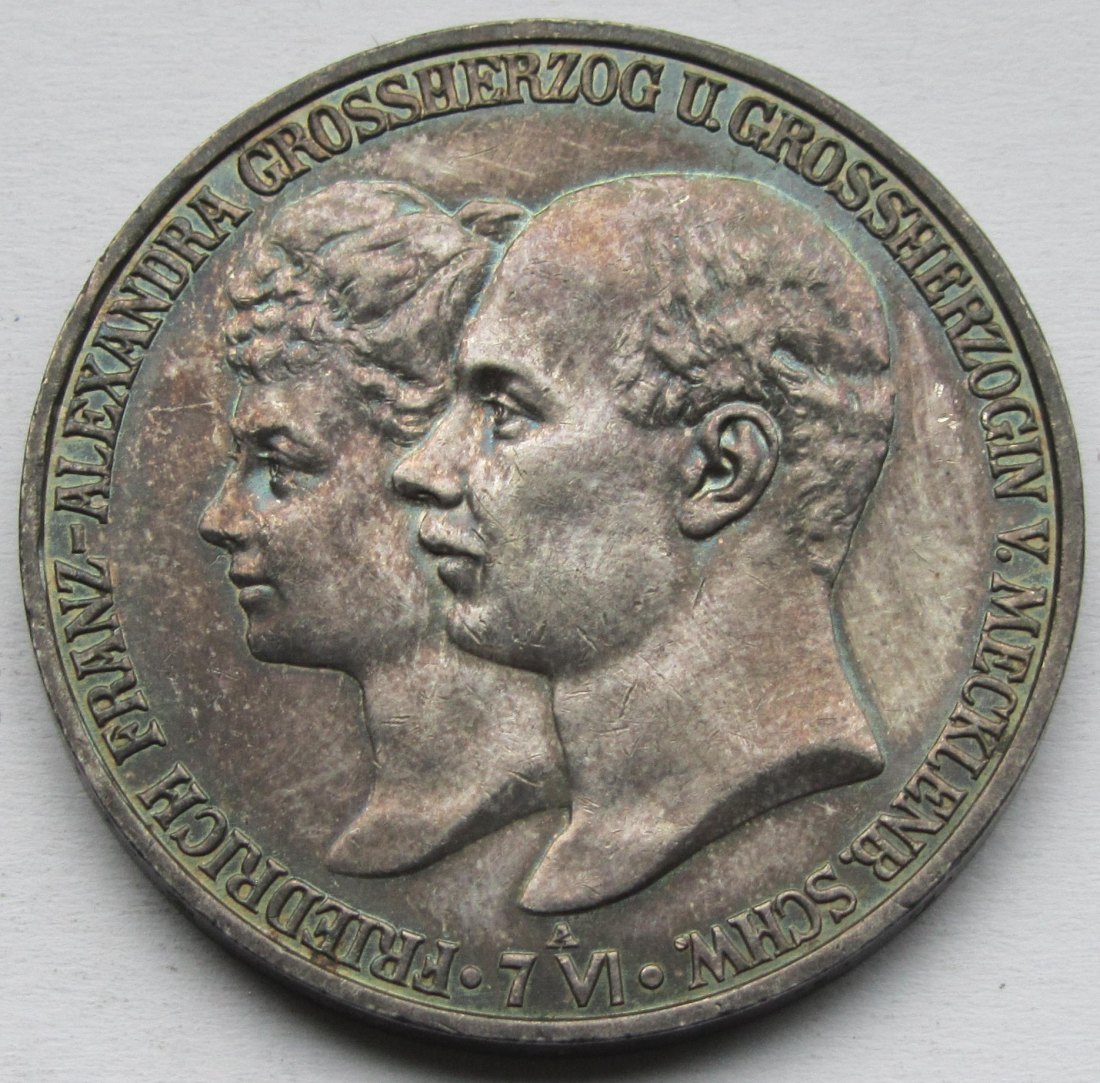  Kaiserreich: Mecklenburg-Schwerin, 5 Mark Hochzeit 1904 (Jaeger 87)   