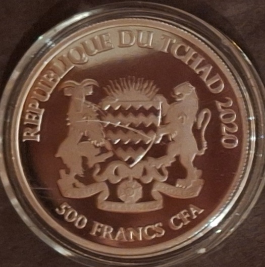  Tschad, 500 Francs, 2020, Ochse 1oz 999er Silber gekapselt   